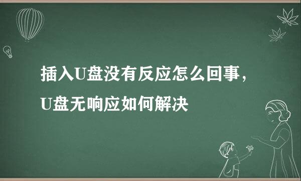 插入U盘没有反应怎么回事，U盘无响应如何解决