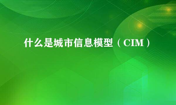 什么是城市信息模型（CIM）