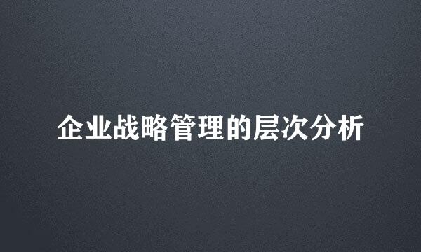 企业战略管理的层次分析