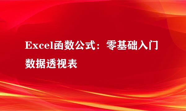 Excel函数公式：零基础入门数据透视表