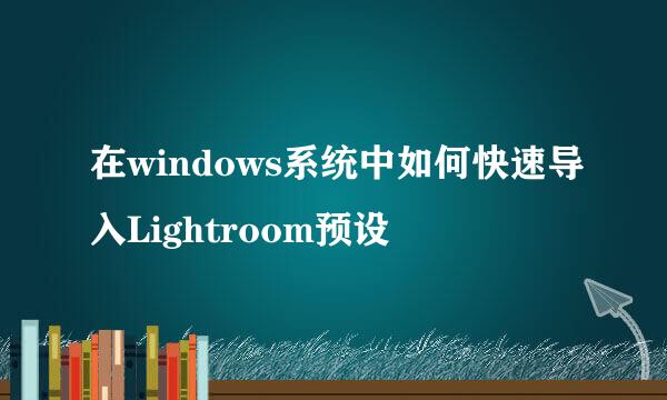 在windows系统中如何快速导入Lightroom预设