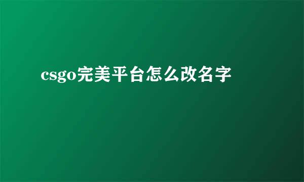csgo完美平台怎么改名字