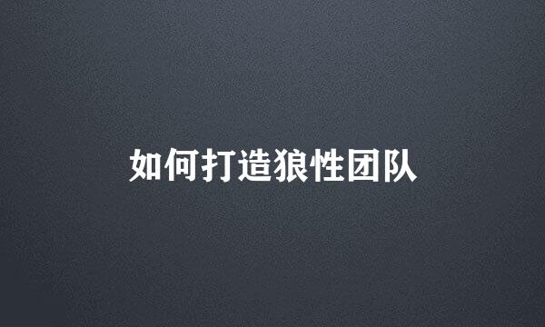 如何打造狼性团队