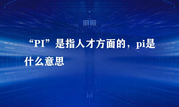 “PI”是指人才方面的，pi是什么意思