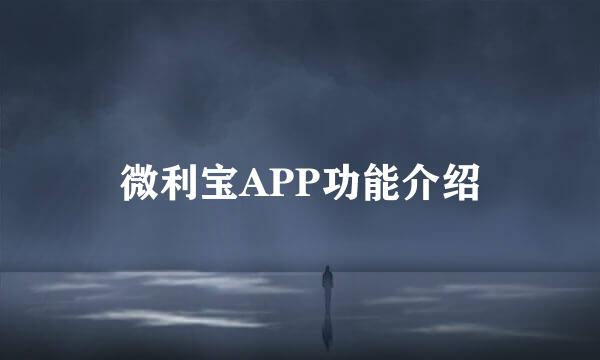 微利宝APP功能介绍