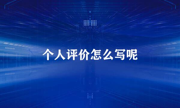 个人评价怎么写呢