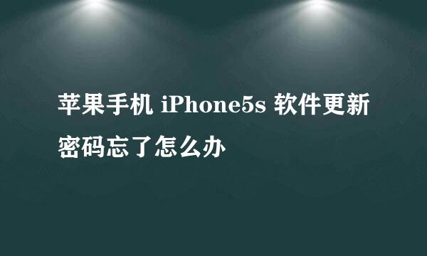 苹果手机 iPhone5s 软件更新密码忘了怎么办