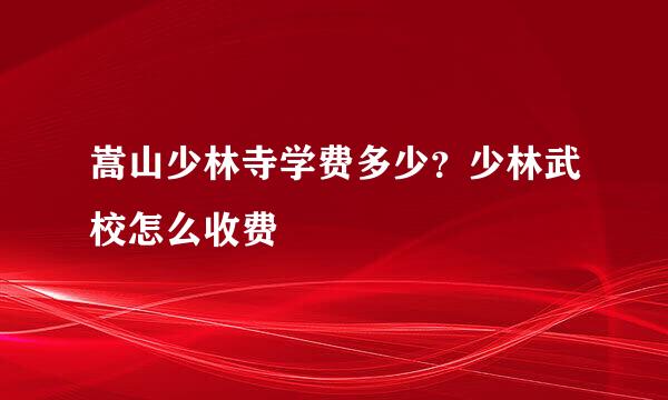 嵩山少林寺学费多少？少林武校怎么收费