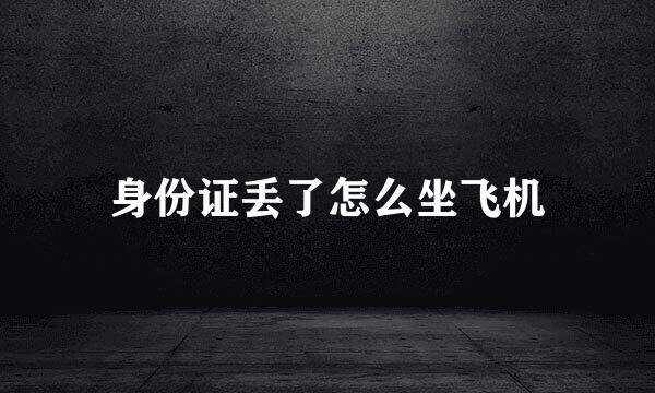 身份证丢了怎么坐飞机
