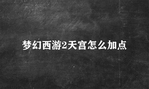 梦幻西游2天宫怎么加点