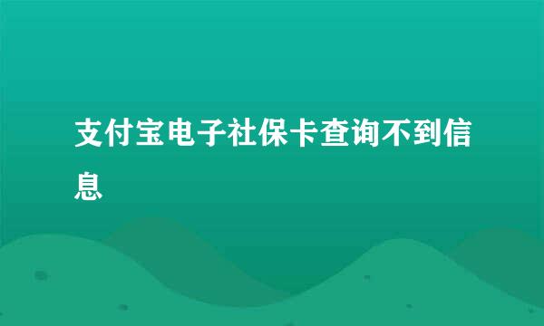 支付宝电子社保卡查询不到信息