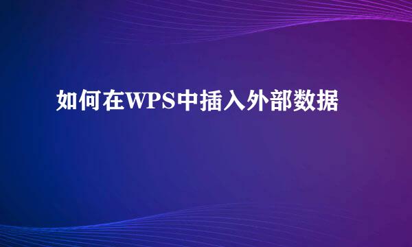 如何在WPS中插入外部数据