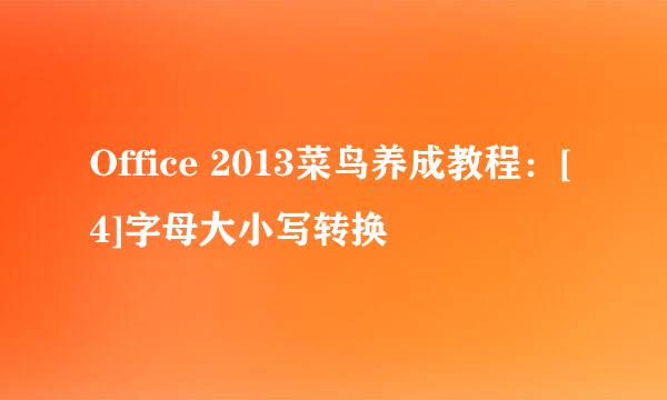 Office 2013菜鸟养成教程：[4]字母大小写转换