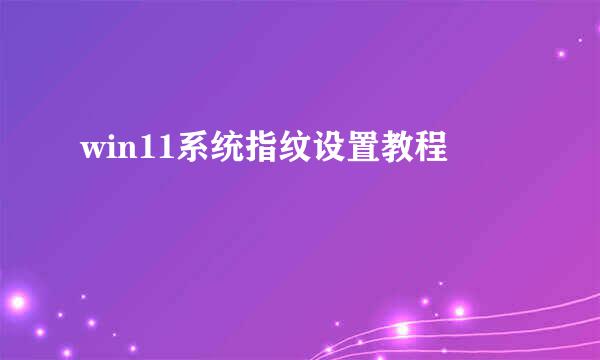 win11系统指纹设置教程