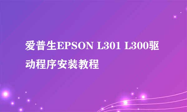 爱普生EPSON L301 L300驱动程序安装教程