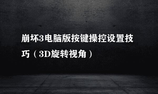 崩坏3电脑版按键操控设置技巧（3D旋转视角）