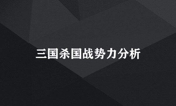 三国杀国战势力分析