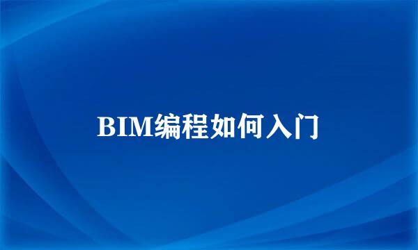 BIM编程如何入门