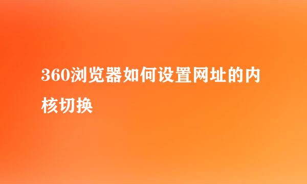 360浏览器如何设置网址的内核切换