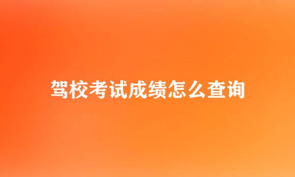 驾校考试成绩怎么查询