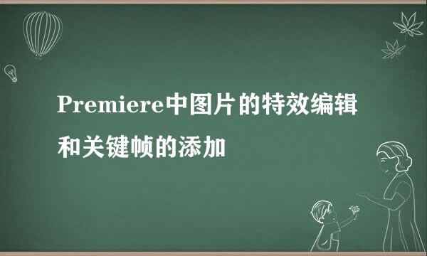 Premiere中图片的特效编辑和关键帧的添加