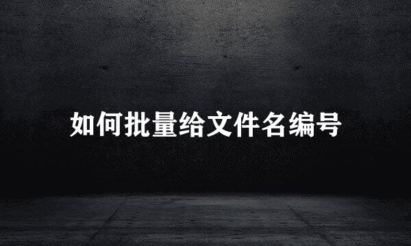 如何批量给文件名编号