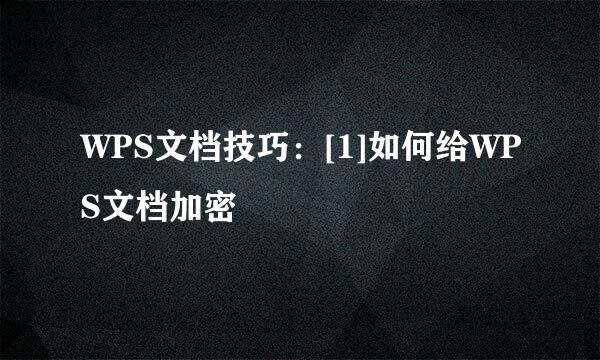 WPS文档技巧：[1]如何给WPS文档加密