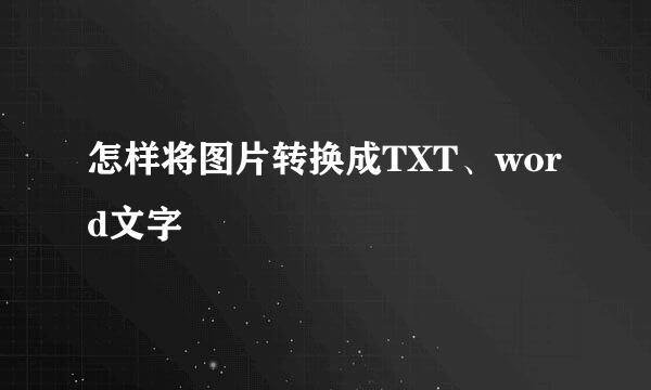 怎样将图片转换成TXT、word文字