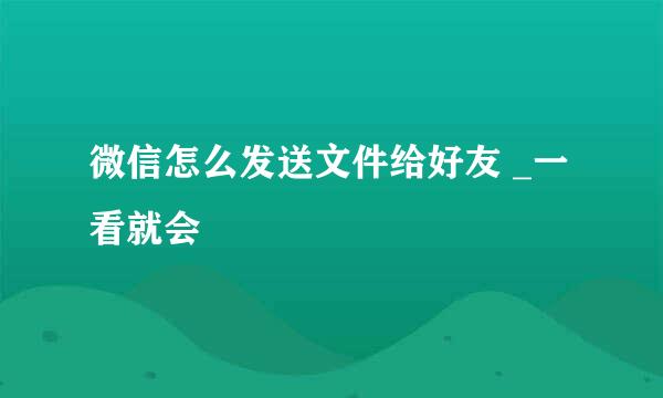 微信怎么发送文件给好友 _一看就会