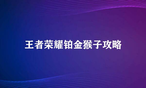 王者荣耀铂金猴子攻略