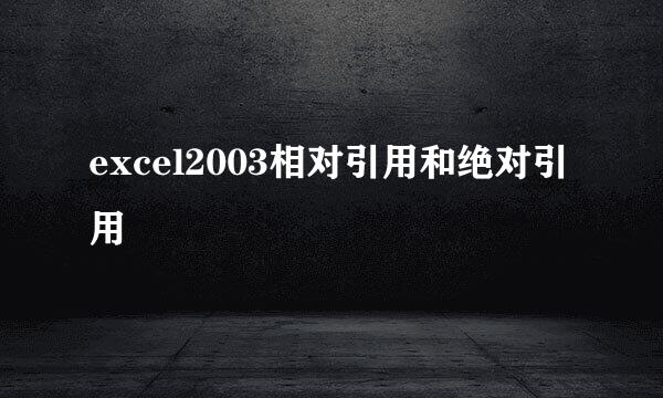 excel2003相对引用和绝对引用