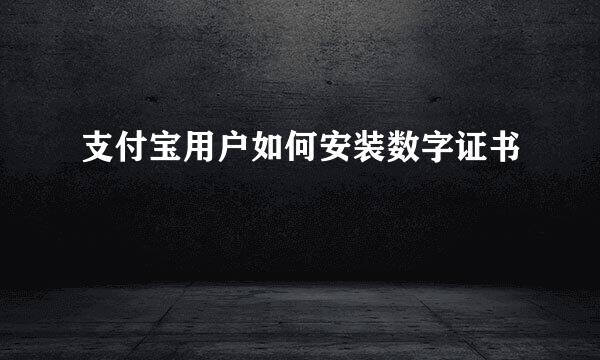 支付宝用户如何安装数字证书