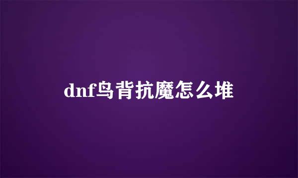 dnf鸟背抗魔怎么堆