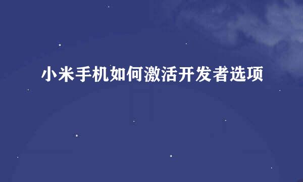 小米手机如何激活开发者选项