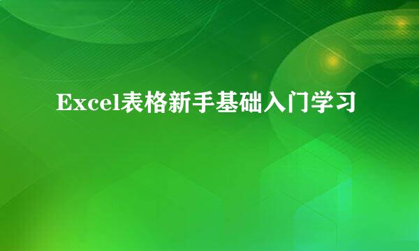 Excel表格新手基础入门学习