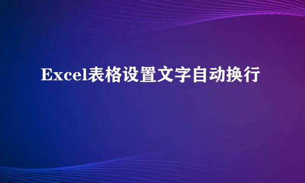 Excel表格设置文字自动换行