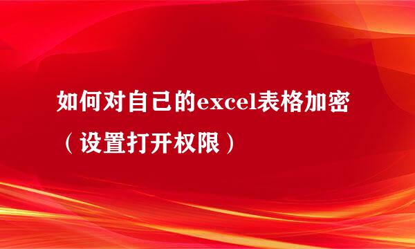 如何对自己的excel表格加密(设置打开权限)