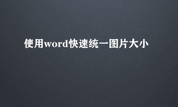 使用word快速统一图片大小