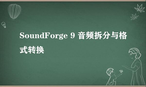 SoundForge 9 音频拆分与格式转换