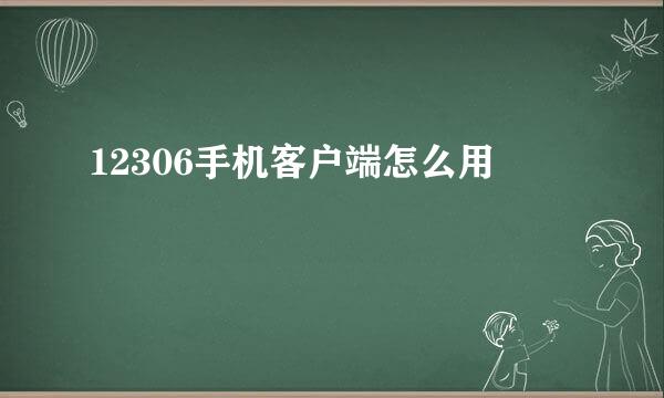 12306手机客户端怎么用