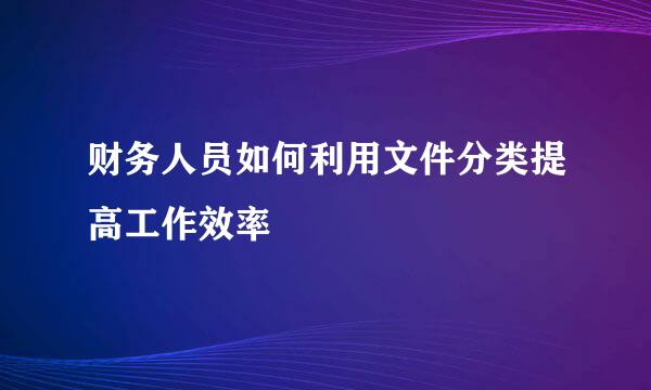 财务人员如何利用文件分类提高工作效率