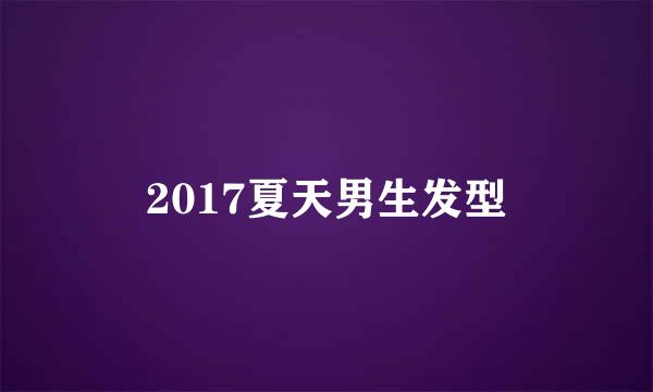 2017夏天男生发型