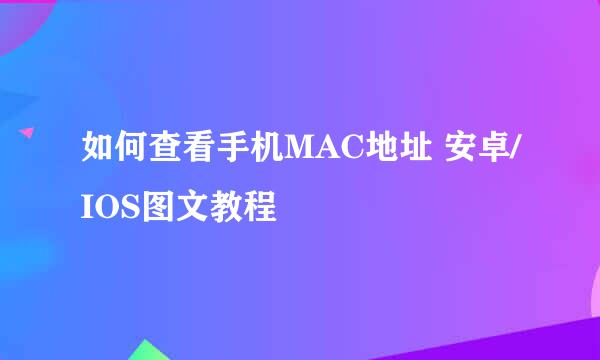 如何查看手机MAC地址 安卓/IOS图文教程