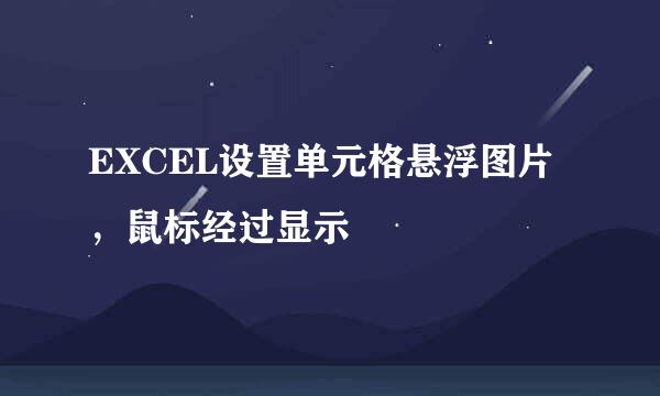 EXCEL设置单元格悬浮图片，鼠标经过显示