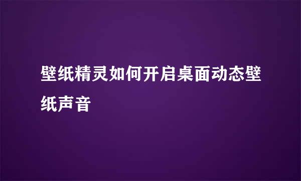 壁纸精灵如何开启桌面动态壁纸声音