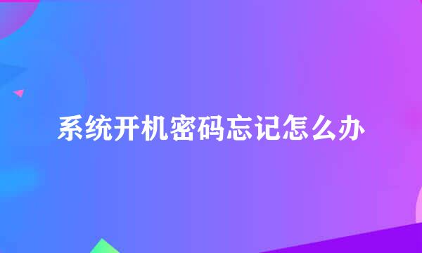 系统开机密码忘记怎么办