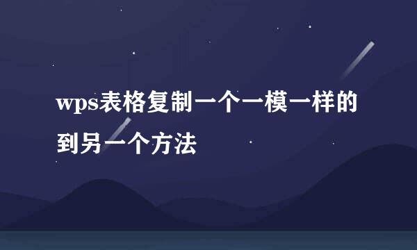wps表格复制一个一模一样的到另一个方法
