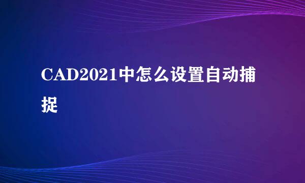 CAD2021中怎么设置自动捕捉