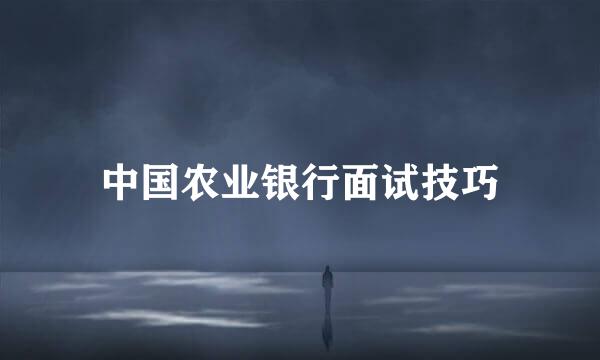 中国农业银行面试技巧