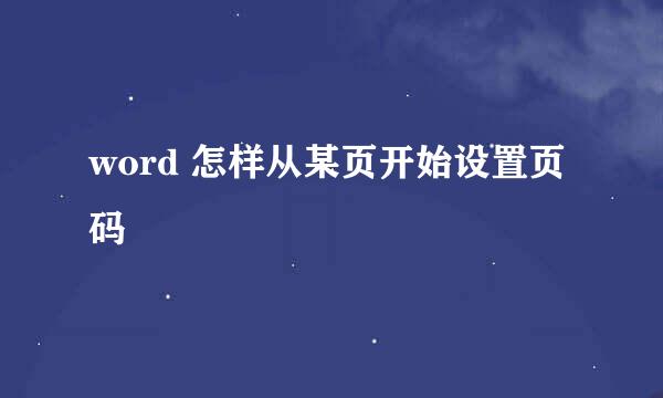 word 怎样从某页开始设置页码